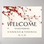 Cherry Blossom Floral Welcome Wedding Sign Poster (Voorkant)