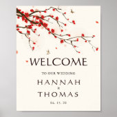 Cherry Blossom Floral Welcome Wedding Sign Poster (Voorkant)