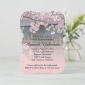Cherry Blossom Flowers Bridal Shower Uitnodiging (Staand voorkant)