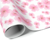 Cherry Blossom Flowers Floral Pink Pattern Cadeaupapier (Rol Hoek)