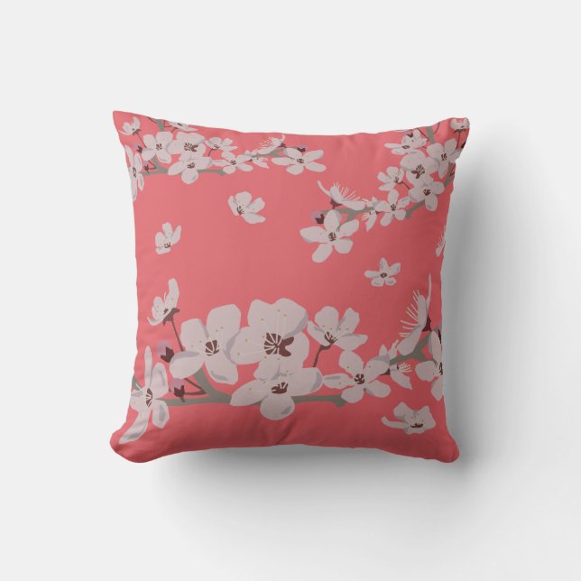 Cherry Blossom Flowers Kussen (Voorkant)