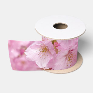 Cherry Blossom Flowers op Satin Ribbon Lint