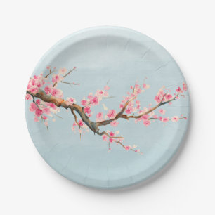 Cherry Blossom Flowers Papieren Bordje