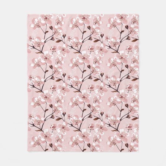Cherry Blossom Flowers Pattern Fleece Deken (Voorkant)