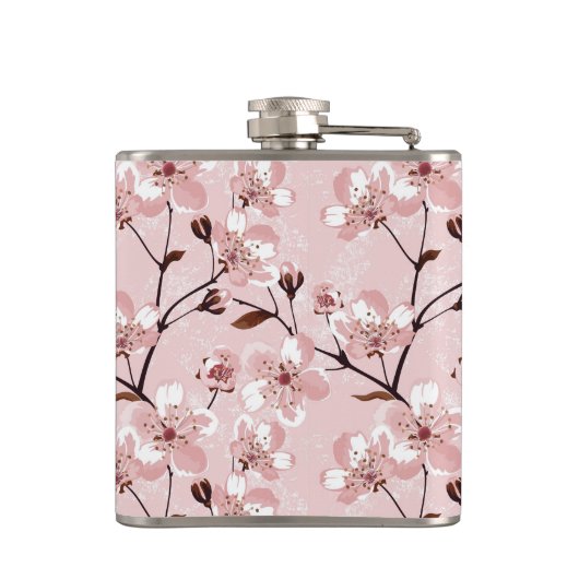 Cherry Blossom Flowers Pattern Heupfles (Achterkant)