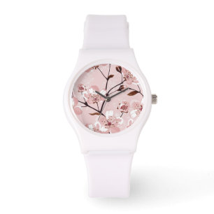 Cherry Blossom Flowers Pattern Horloge