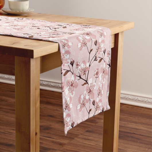 Cherry Blossom Flowers Pattern Korte Tafelloper (Voorbeeld)