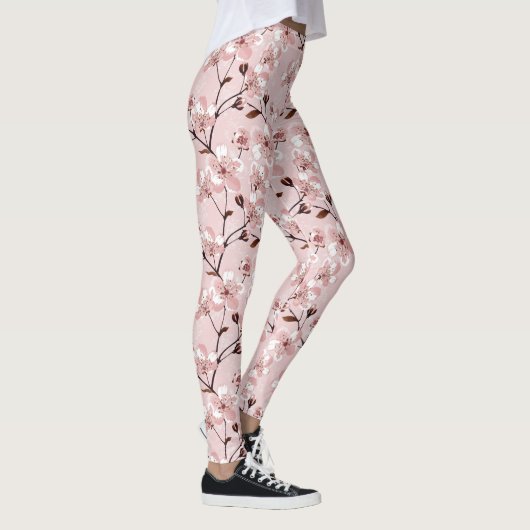 Cherry Blossom Flowers Pattern Leggings (Rechts)