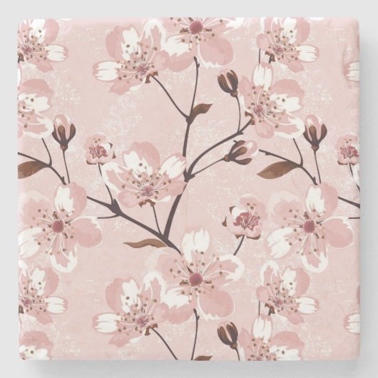 Cherry Blossom Flowers Pattern Stenen Onderzetter (Voorkant)