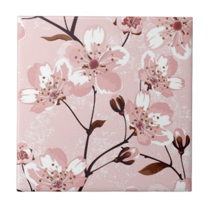 Cherry Blossom Flowers Pattern Tegeltje