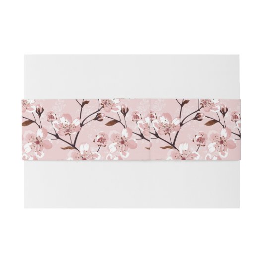 Cherry Blossom Flowers Pattern Uitnodigingen Wikkel (Achterkant Voorbeeld)