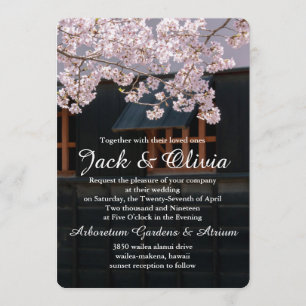 Cherry Blossom Flowers Wedding Invitation Kaart