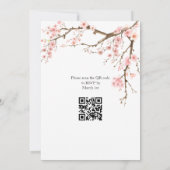Cherry Blossom Foto QR Code Huwelijk Kaart (Achterkant)