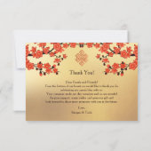 Cherry Blossom Foto Tibetaanse bruiloft Bedankkaart (Achterkant)