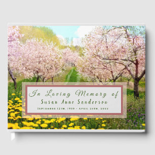 Cherry Blossom Funeral Memorial Guest Book Gastenboek