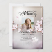 Cherry blossom Funeral order of service Invitation Kaart (Voorkant)