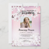 Cherry blossom Funeral order of service Invitation Kaart (Voorkant)