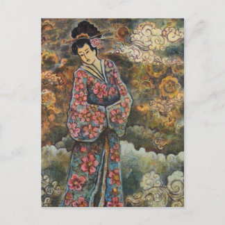 Cherry Blossom Geisha, Fine Art Products Briefkaart