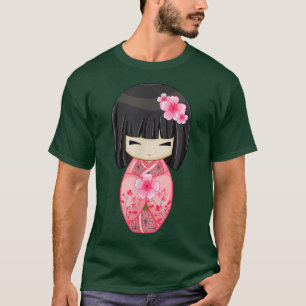 Cherry Blossom Geisha Japans Kokeshi Doll T-shirt