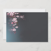 Cherry Blossom Geometric Floral RSVP Kaart (Achterkant)
