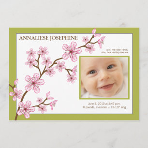 Cherry Blossom Girl Birth kondiging : baby limoen Aankondiging