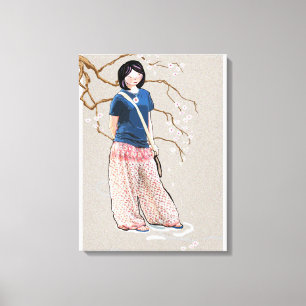 cherry blossom girl light versie canvas afdruk