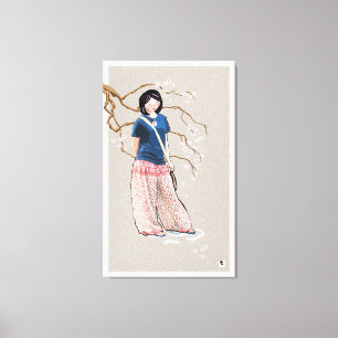 cherry blossom girl light versie canvas afdruk