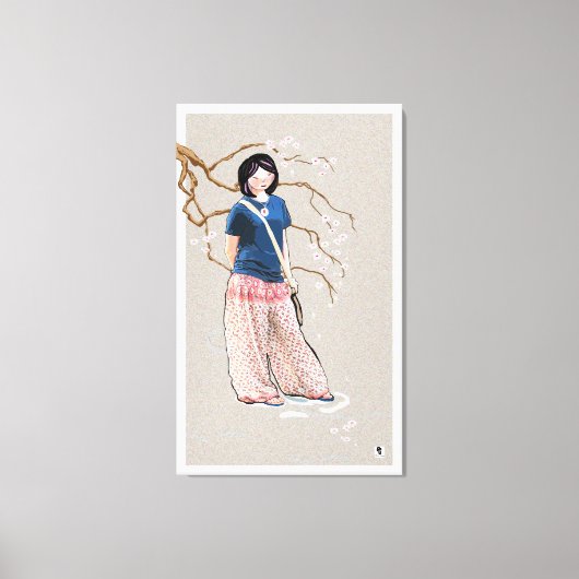 cherry blossom girl light versie canvas afdruk (Voorkant)