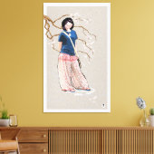 cherry blossom girl light versie canvas afdruk (Insitu (Woonkamer))