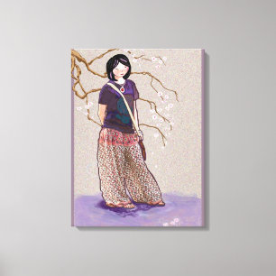 cherry blossom girl mauve roze versie canvas afdruk