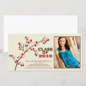 Cherry Blossom Graduation Faire-part (rouge) (Devant / Derrière)