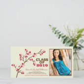 Cherry Blossom Graduation Faire-part (rouge) (Debout devant)