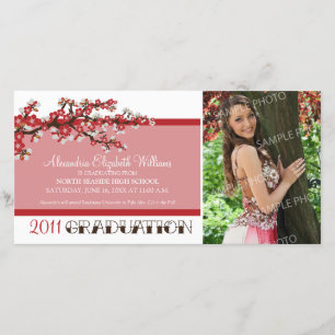Cherry Blossom Graduation Faire-part (rouge)
