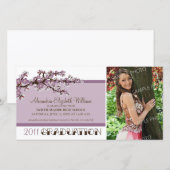 Cherry Blossom Graduation Faire-part (violet) (Devant / Derrière)