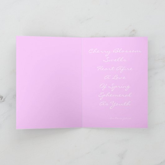 Cherry Blossom Haiku Bedankt Vriendschap Kaart (Binnen)