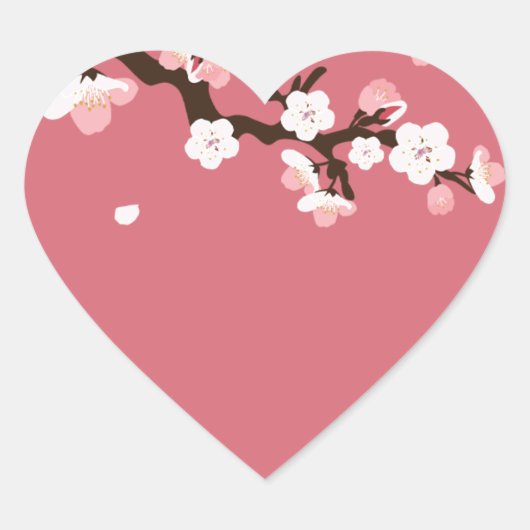 Cherry Blossom Hart Sticker (Voorkant)