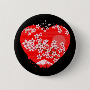 Cherry Blossom Heart Ronde Button 5,7 Cm