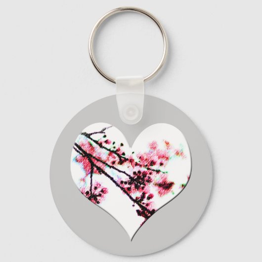 Cherry Blossom Heart Sleutelhanger (Voorkant)