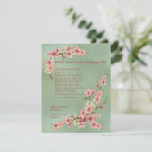 Cherry Blossom in Pink en Blauwgroen sympathikaart Feestdagenkaart (Staand voorkant)