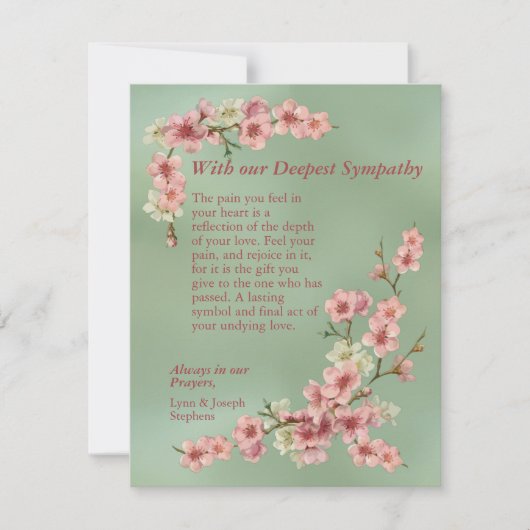 Cherry Blossom in Pink en Blauwgroen sympathikaart Feestdagenkaart (Voorkant)