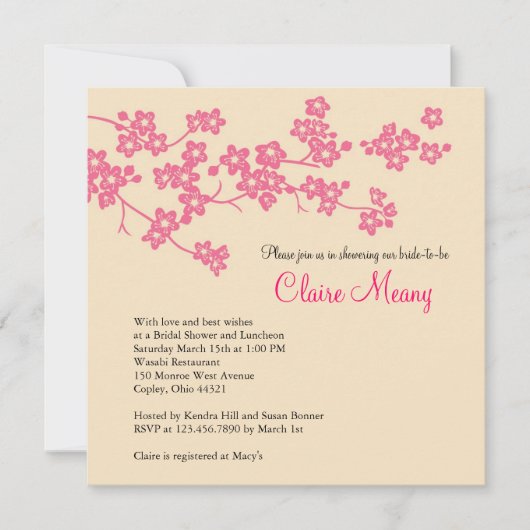 Cherry Blossom in Pink en Ivory Kaart (Voorkant)