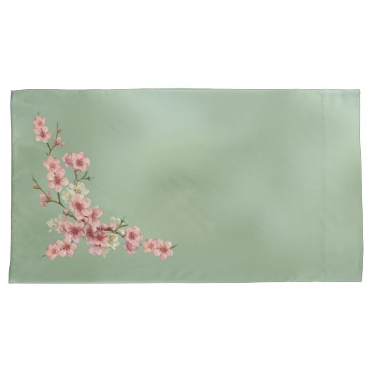 Cherry Blossom in roze en Blauwgroen Kussensloop (Voorkant-Rechts)