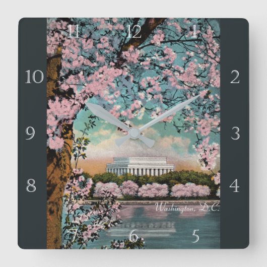 Cherry Blossom in Washington DC Custom Vierkante Klok (Voorkant)