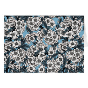 Cherry blossom in white and blue