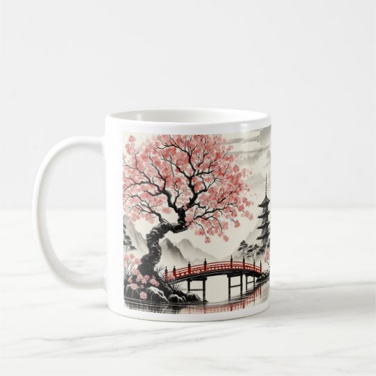 Cherry Blossom Japan Art Koffiemok (Links)