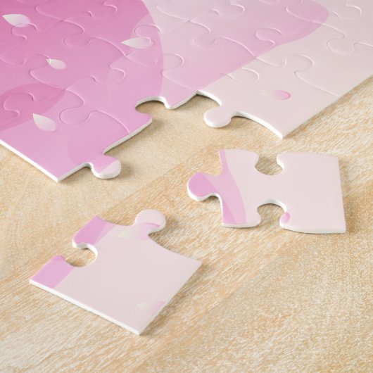 Cherry Blossom Japans landschap Roze Legpuzzel (Zijkant)