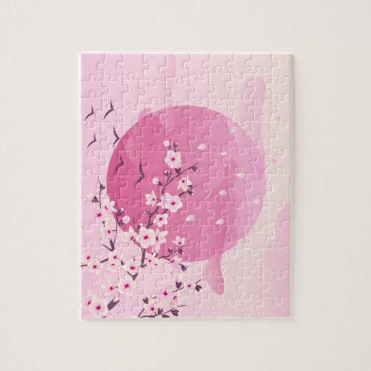Cherry Blossom Japans landschap Roze Legpuzzel (Verticaal)