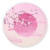 Cherry Blossom Japans landschap Roze meisje Keramische Knop (Voorkant)