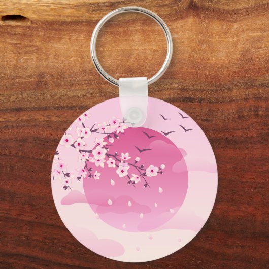 Cherry Blossom Japans landschap Sleutelhanger (Voorkant)