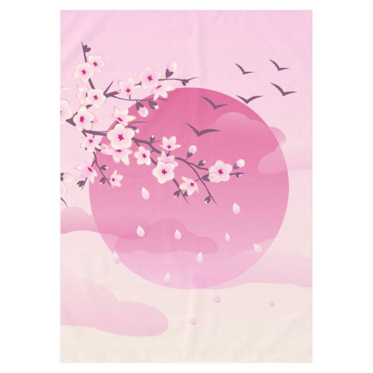 Cherry Blossom Japans landschap Tafelkleed (Voorkant)